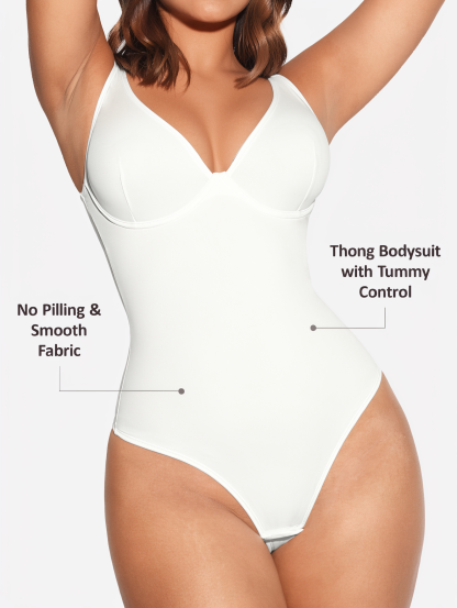 Deep Plunge Underwire Backless Thong Bodysuit