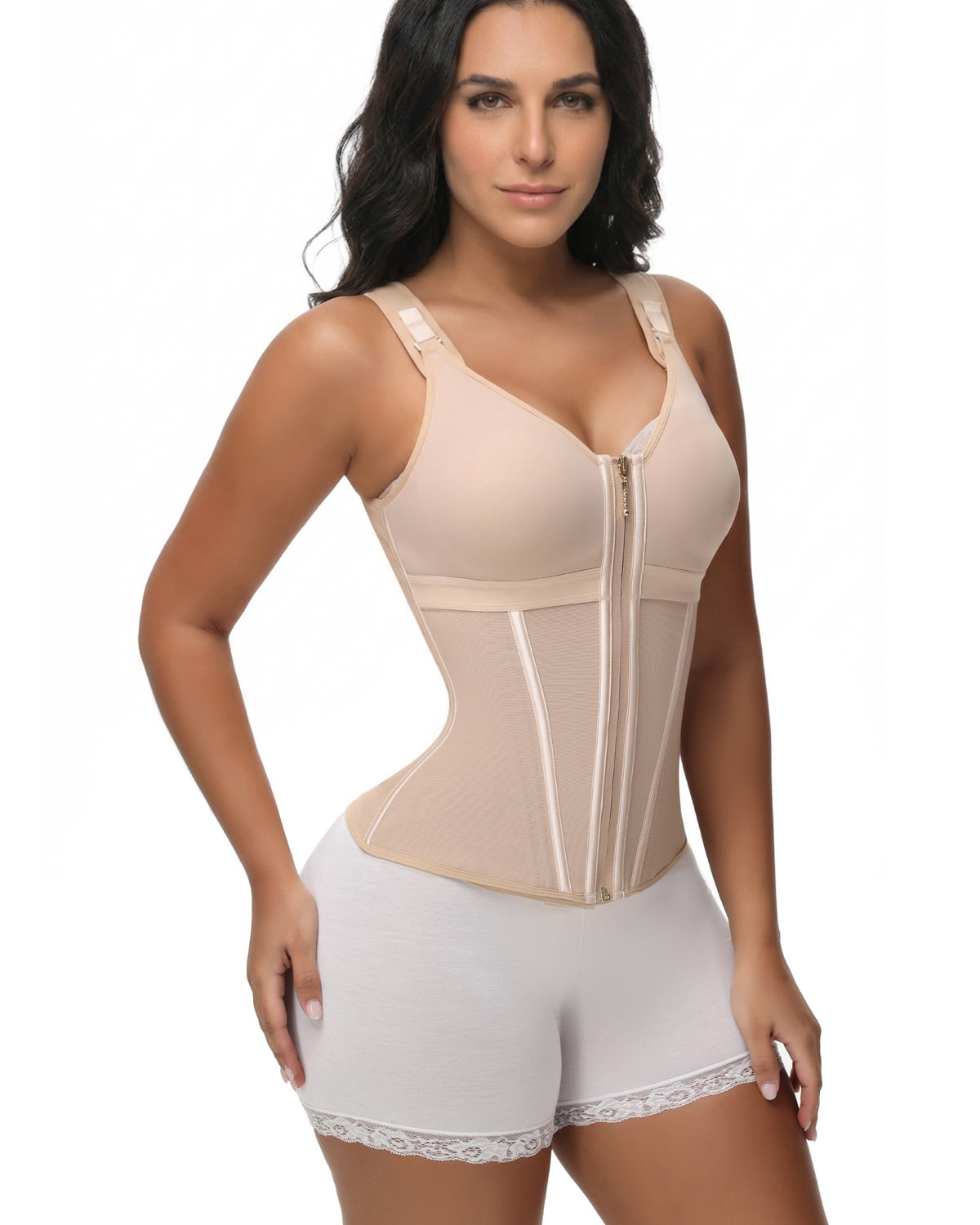 Zipper Steel Bone Tummy Control Top