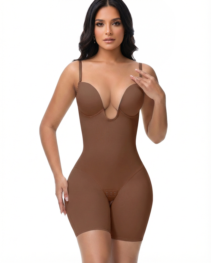 Plunge Backless Cami Mid-Thigh Bodysuit