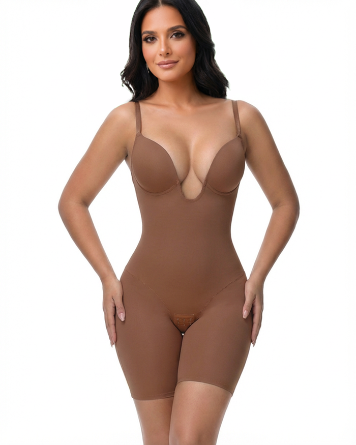 Plunge Backless Cami Mid-Thigh Bodysuit