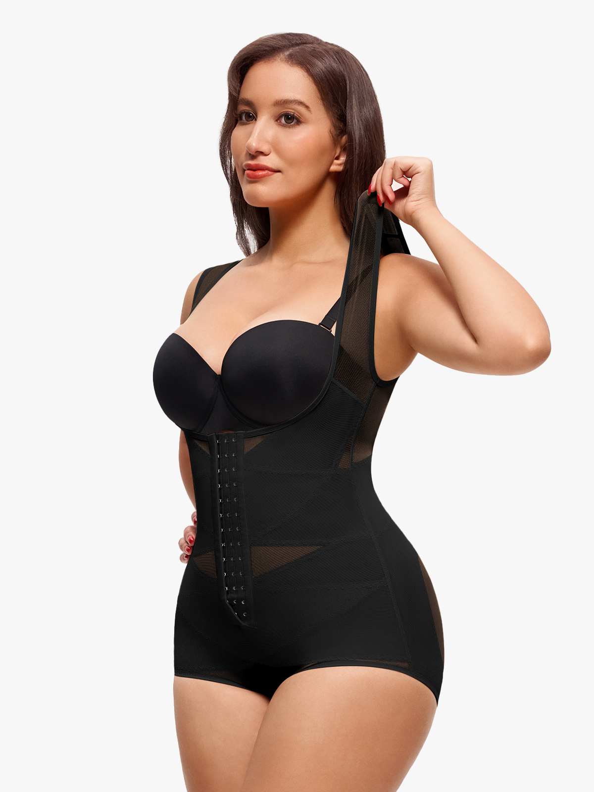 Nebility Women Butt Lifter Open Bust Waist Trainer Compression Bodysuit