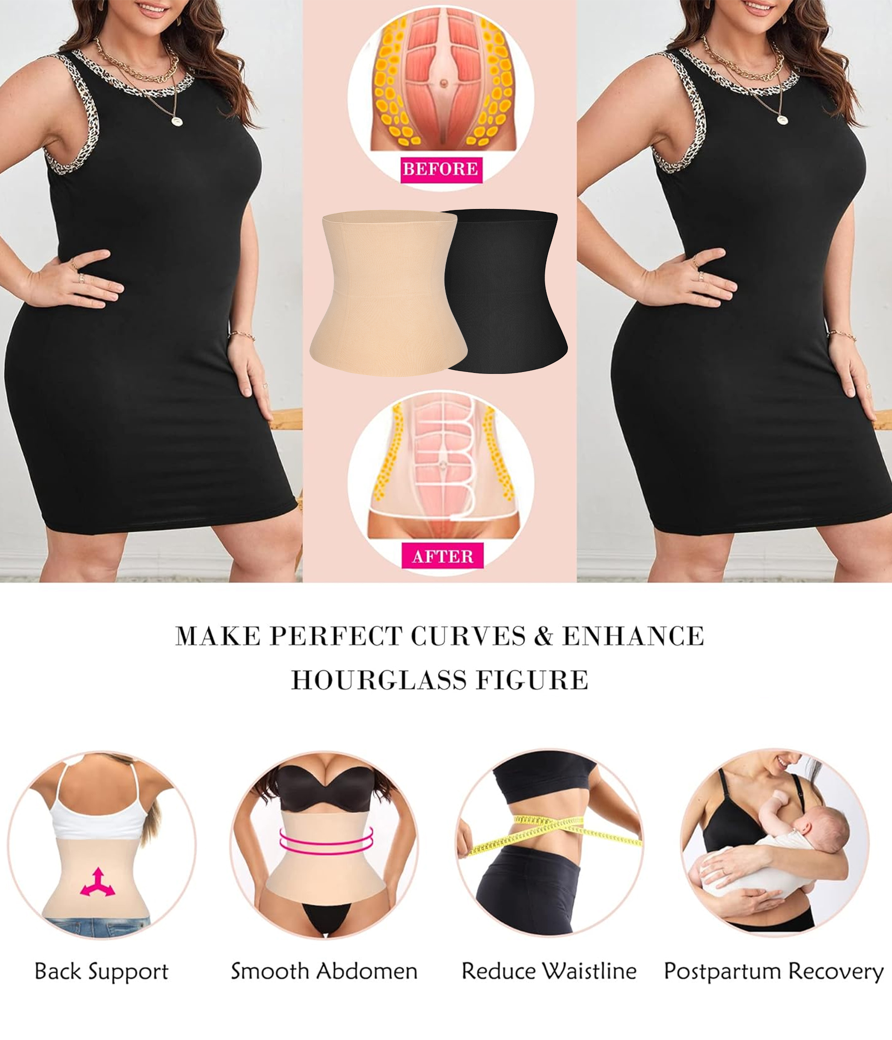 Nebility Womens' Waist Trainer Tummy Control Waist Cincher Slim Body Shaper