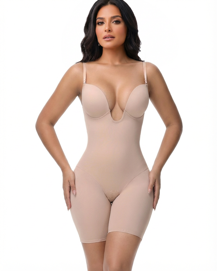 Plunge Backless Cami Mid-Thigh Bodysuit