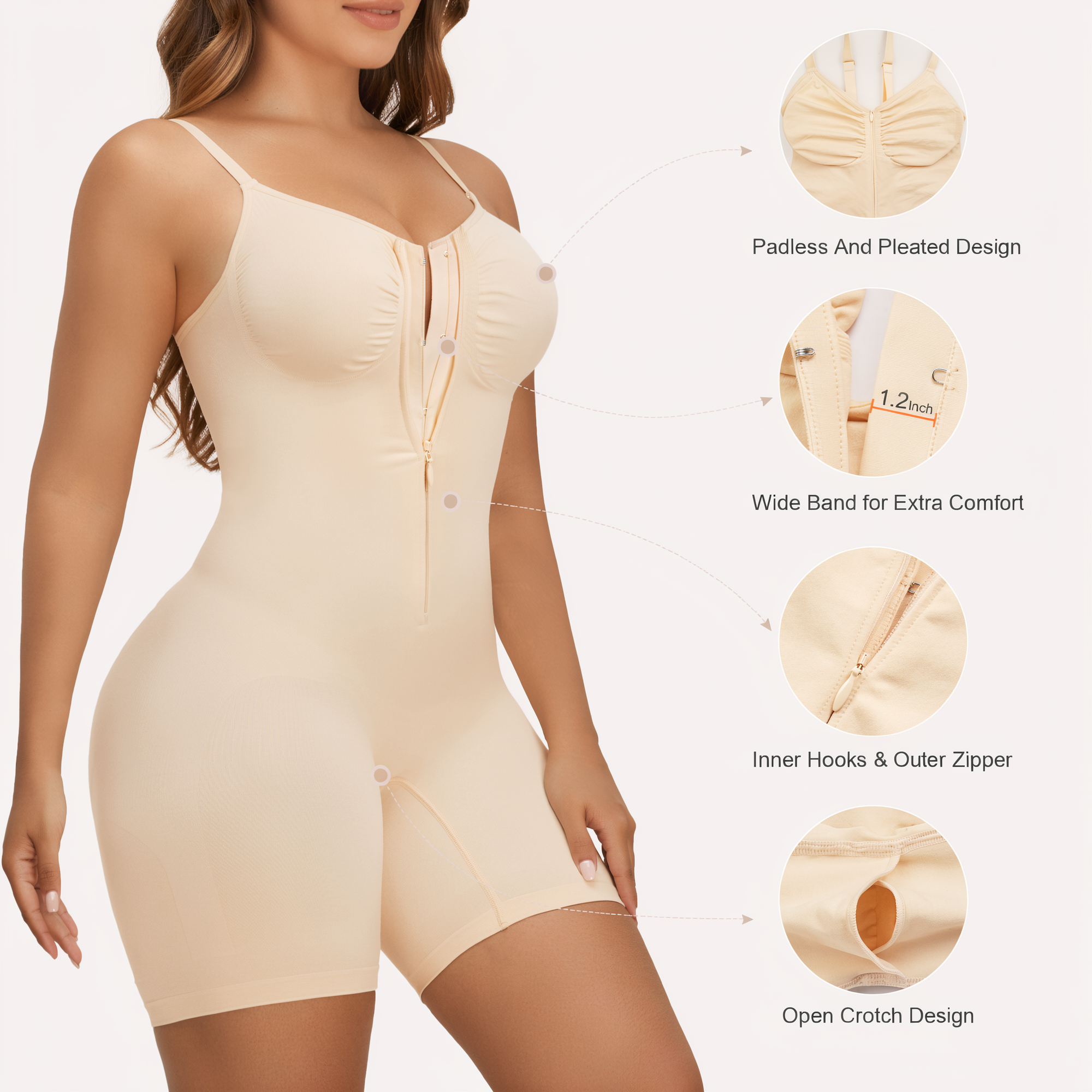 Seamless Zip-up Cami Mid-Thigh Bodysuit