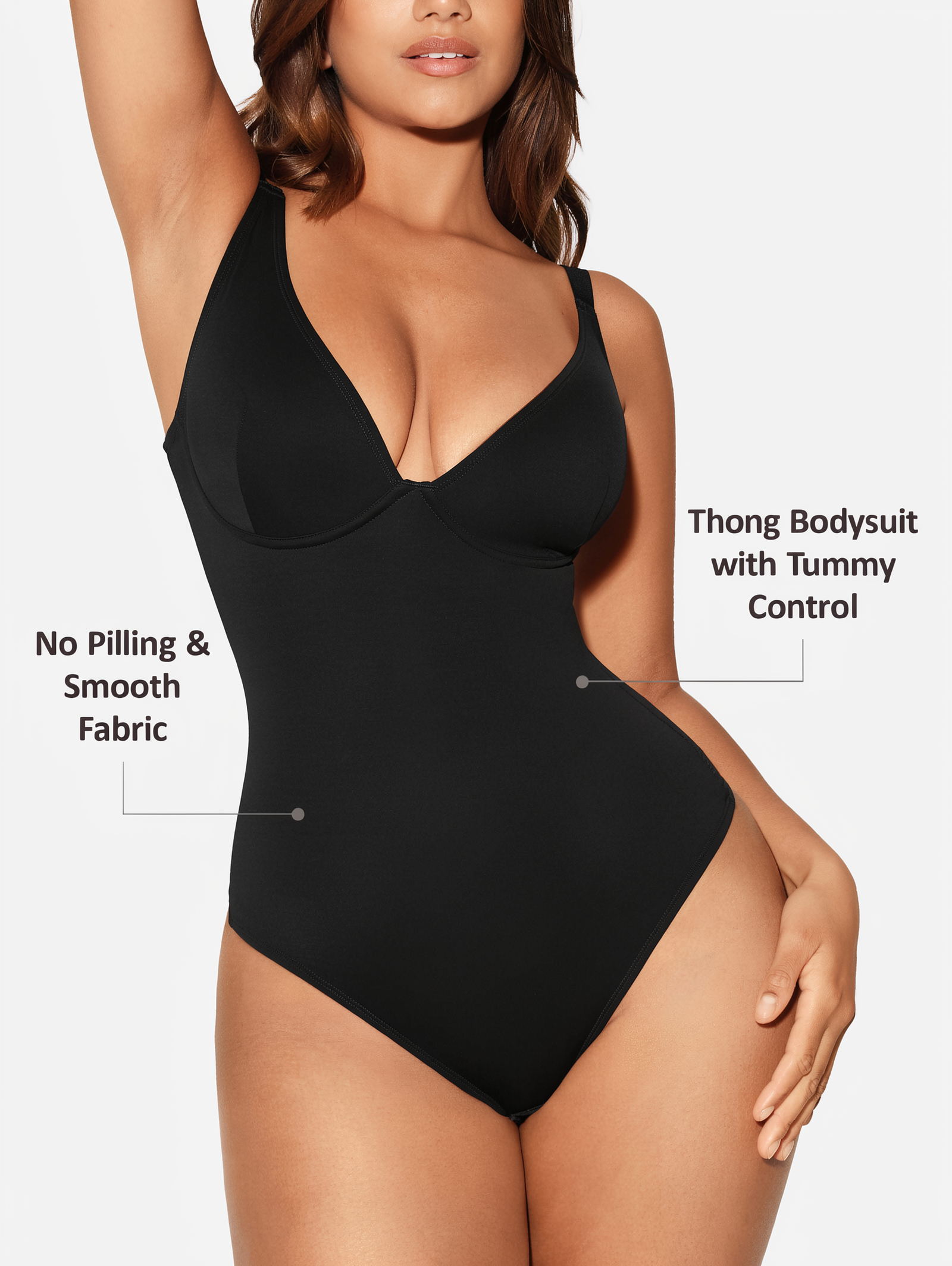 Deep Plunge Underwire Backless Thong Bodysuit