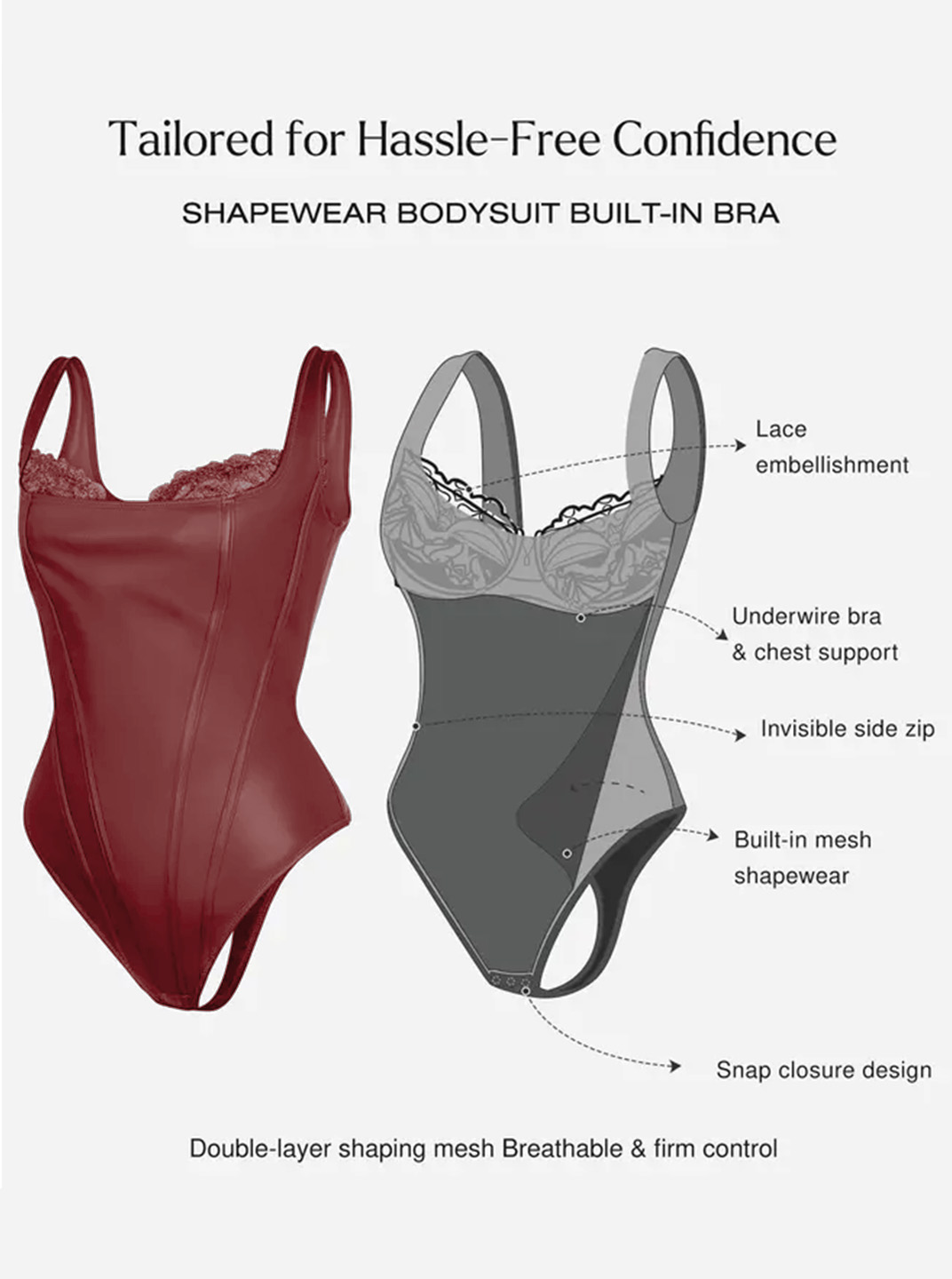 Faux Leather Lace Trim Underwire Thong Bodysuit