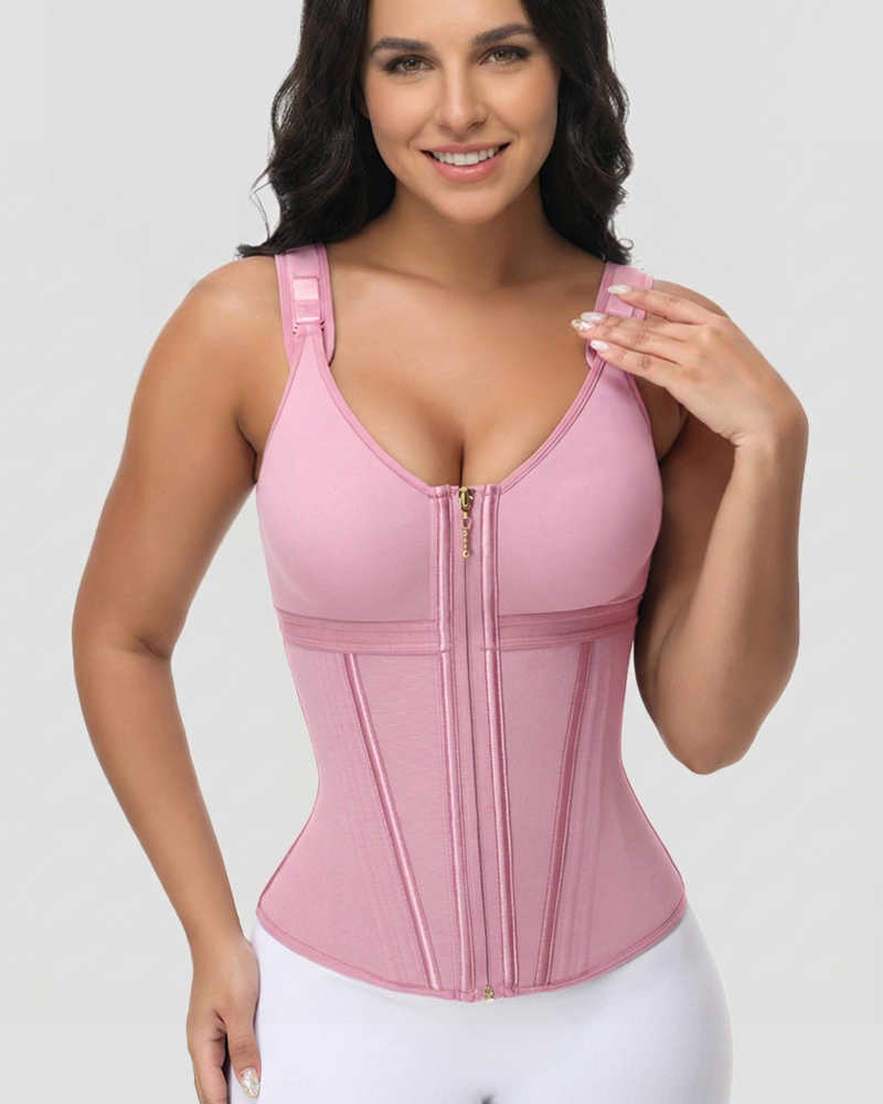 Zipper Steel Bone Tummy Control Top