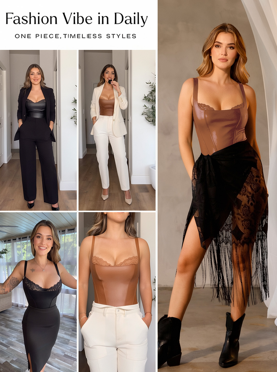 Faux Leather Lace Trim Underwire Thong Bodysuit