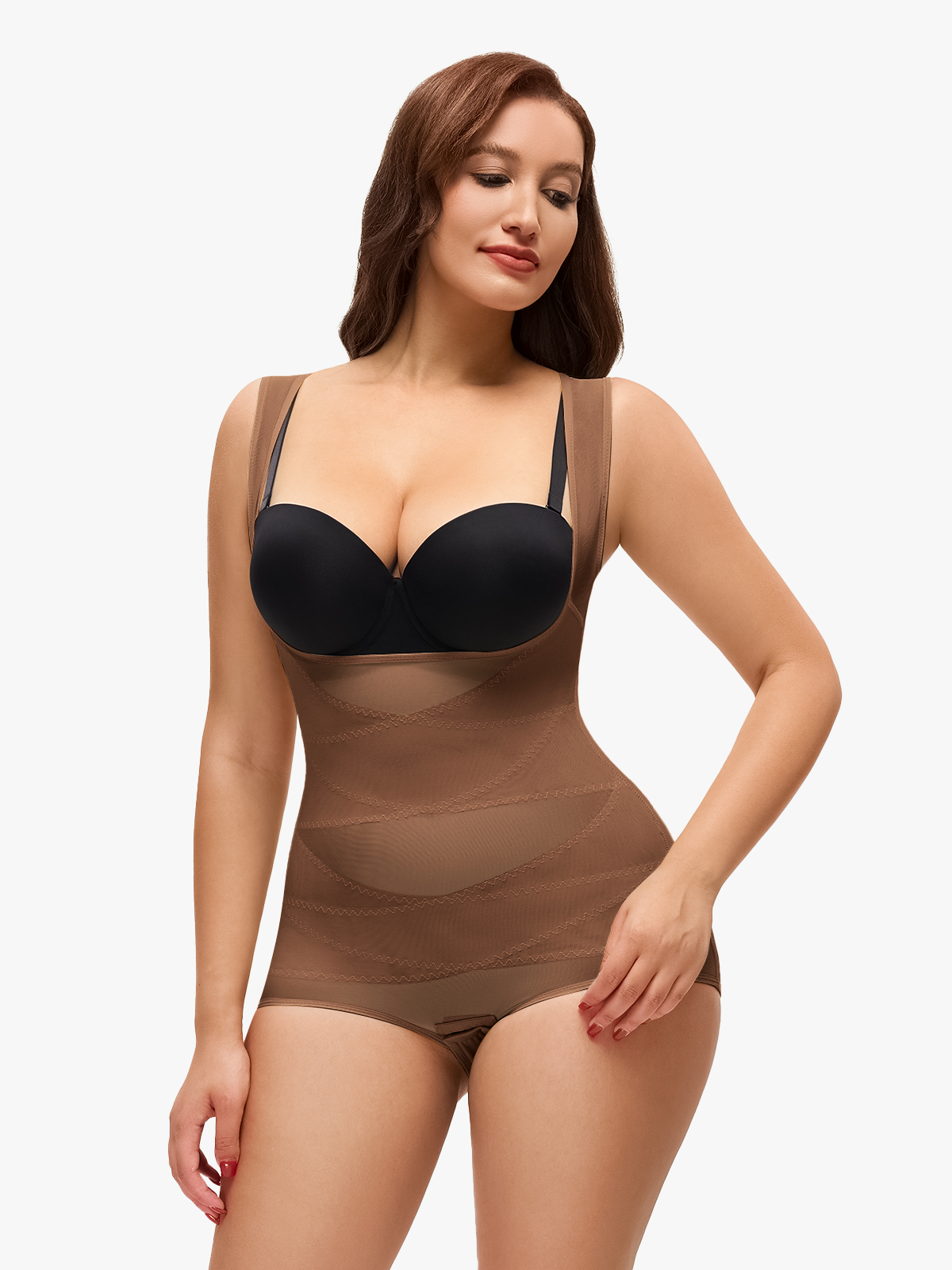 Women Mesh Open Bust Full Body Shapewear