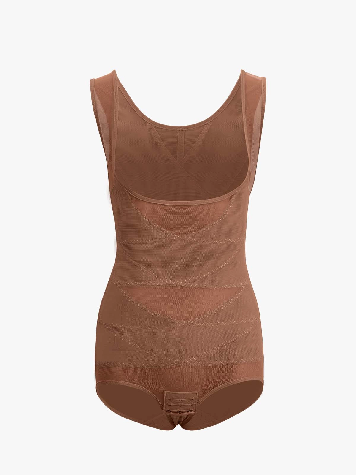Mesh Open Bust Tummy Control Brief Bodysuit