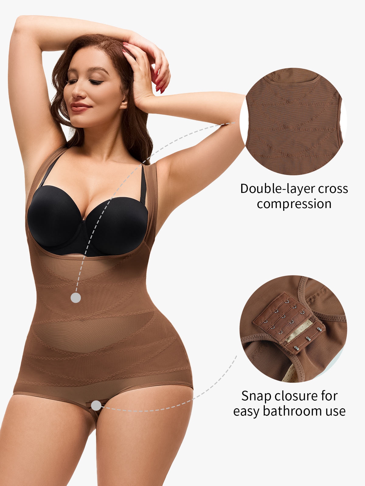 Women Mesh Open Bust Full Body Shapewear