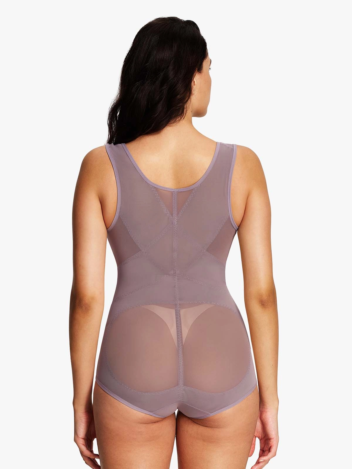 Mesh Open Bust Tummy Control Brief Bodysuit