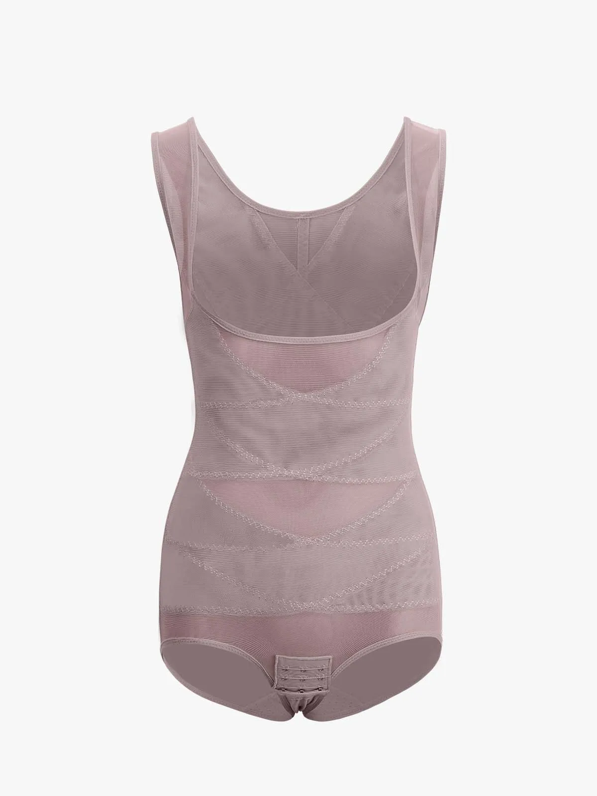 Mesh Open Bust Tummy Control Brief Bodysuit