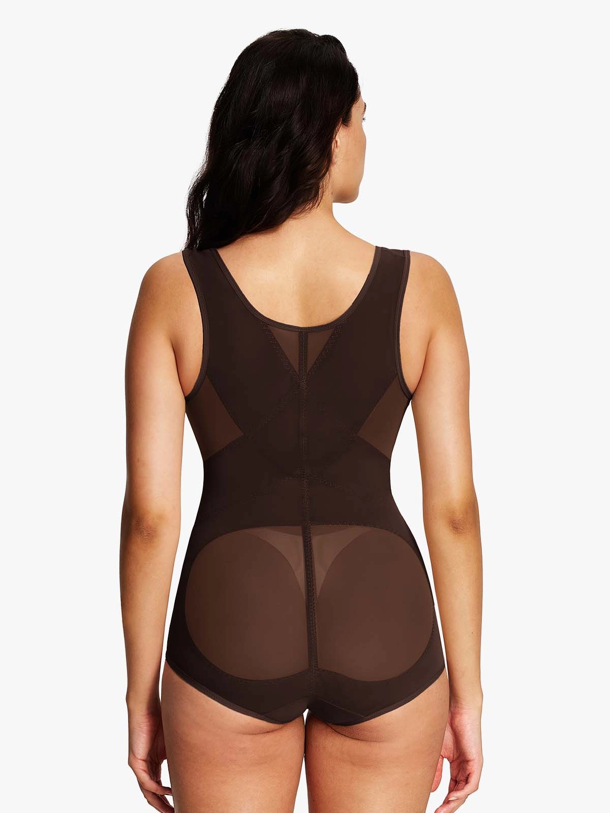 Mesh Open Bust Tummy Control Brief Bodysuit