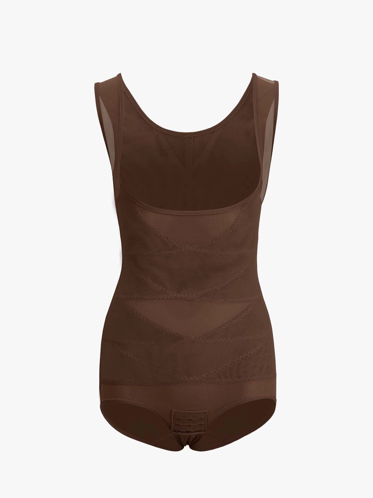 Mesh Open Bust Tummy Control Brief Bodysuit
