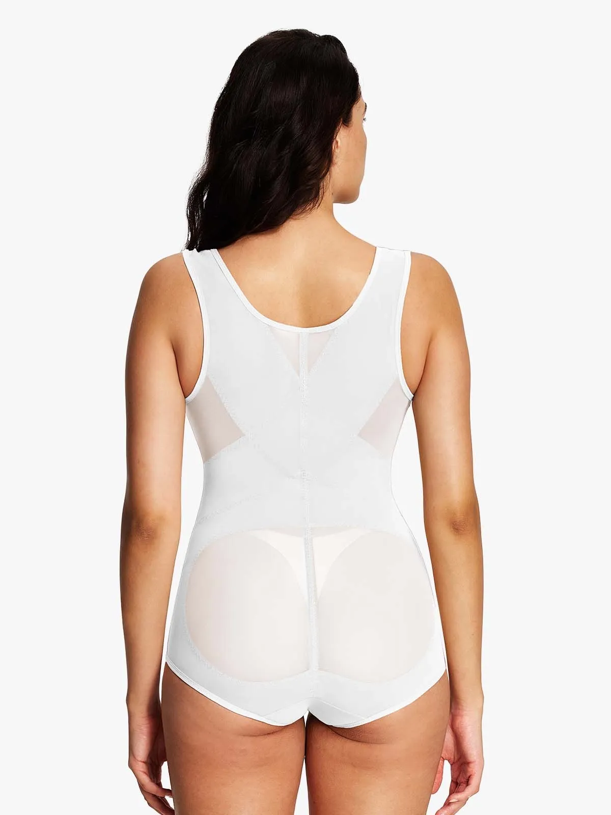 Mesh Open Bust Tummy Control Brief Bodysuit