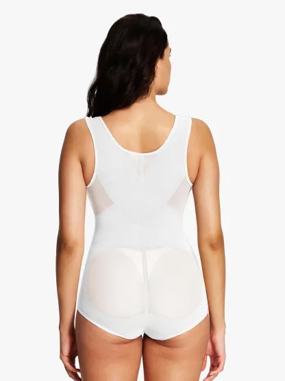 Mesh Open Bust Tummy Control Brief Bodysuit