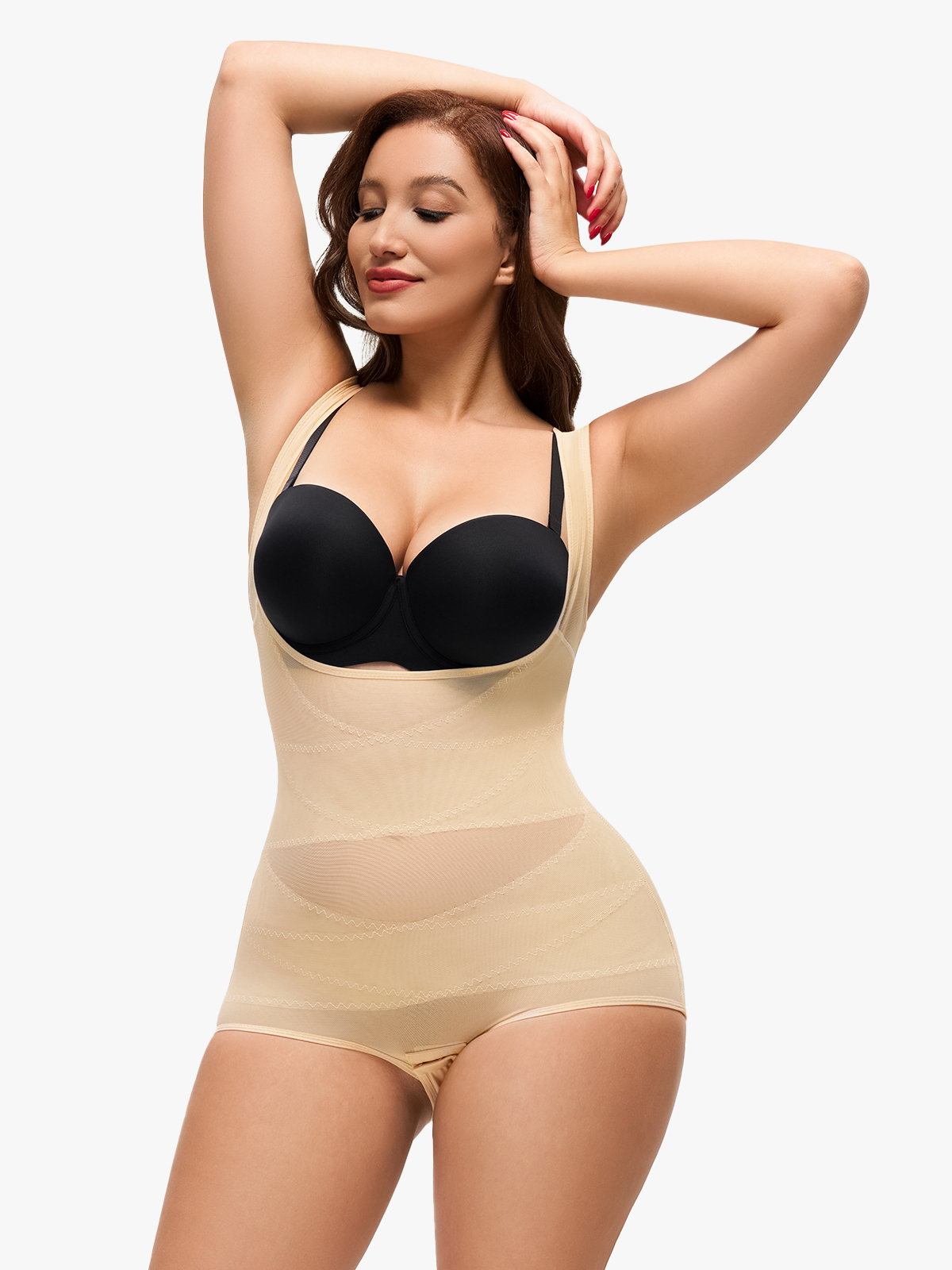 Women Mesh Open Bust Full Body Shapewear