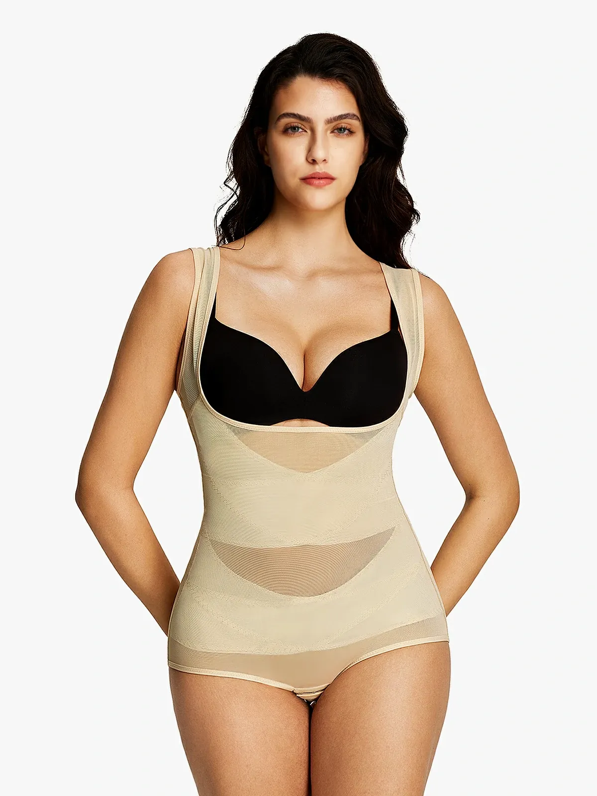 Mesh Open Bust Full Body Shapewear for Women