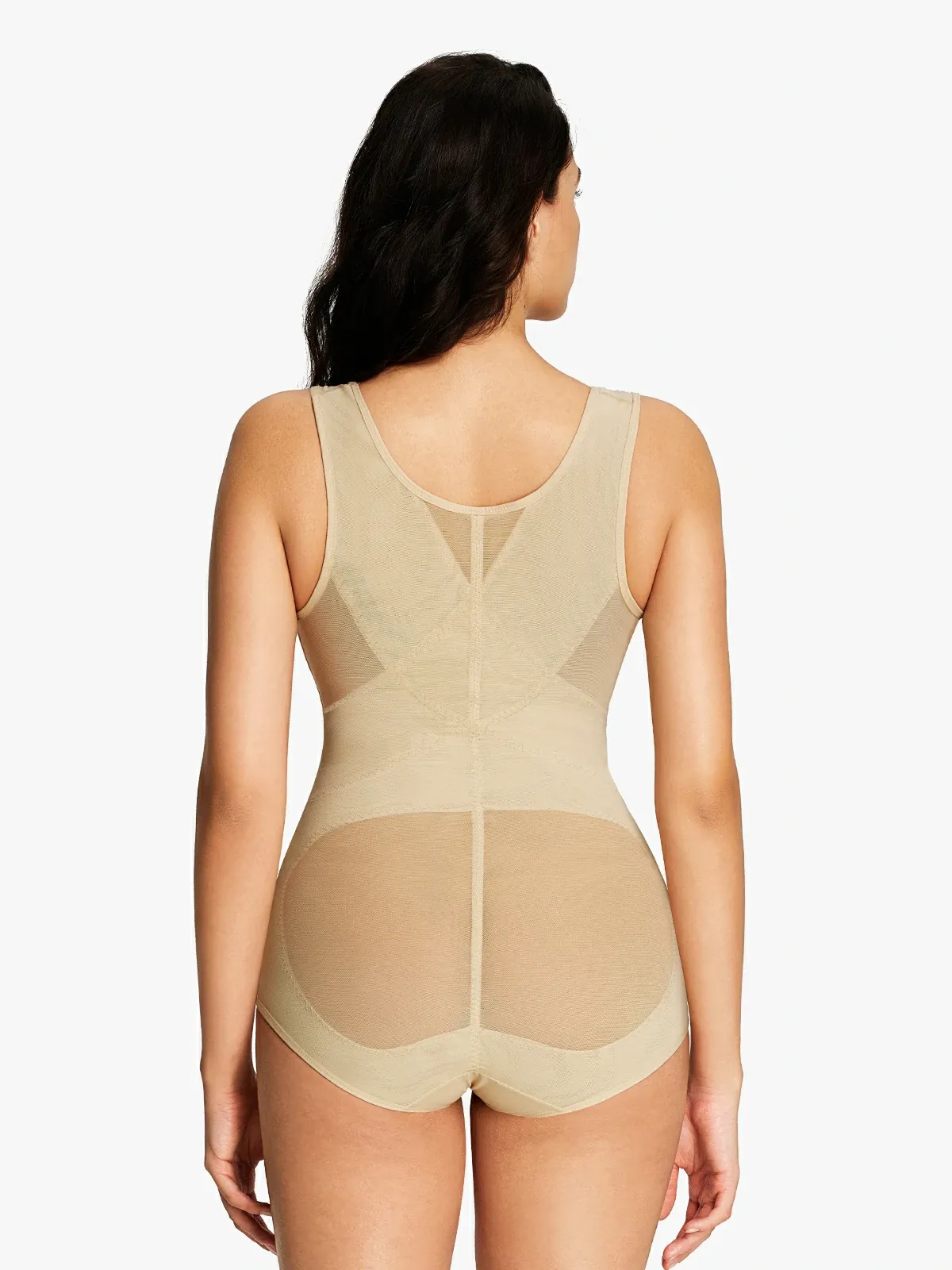 Mesh Open Bust Tummy Control Brief Bodysuit
