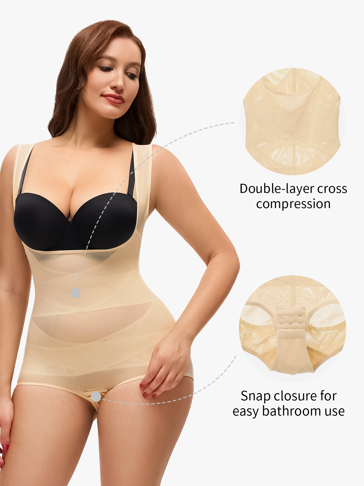 Women Mesh Open Bust Full Body Shapewear