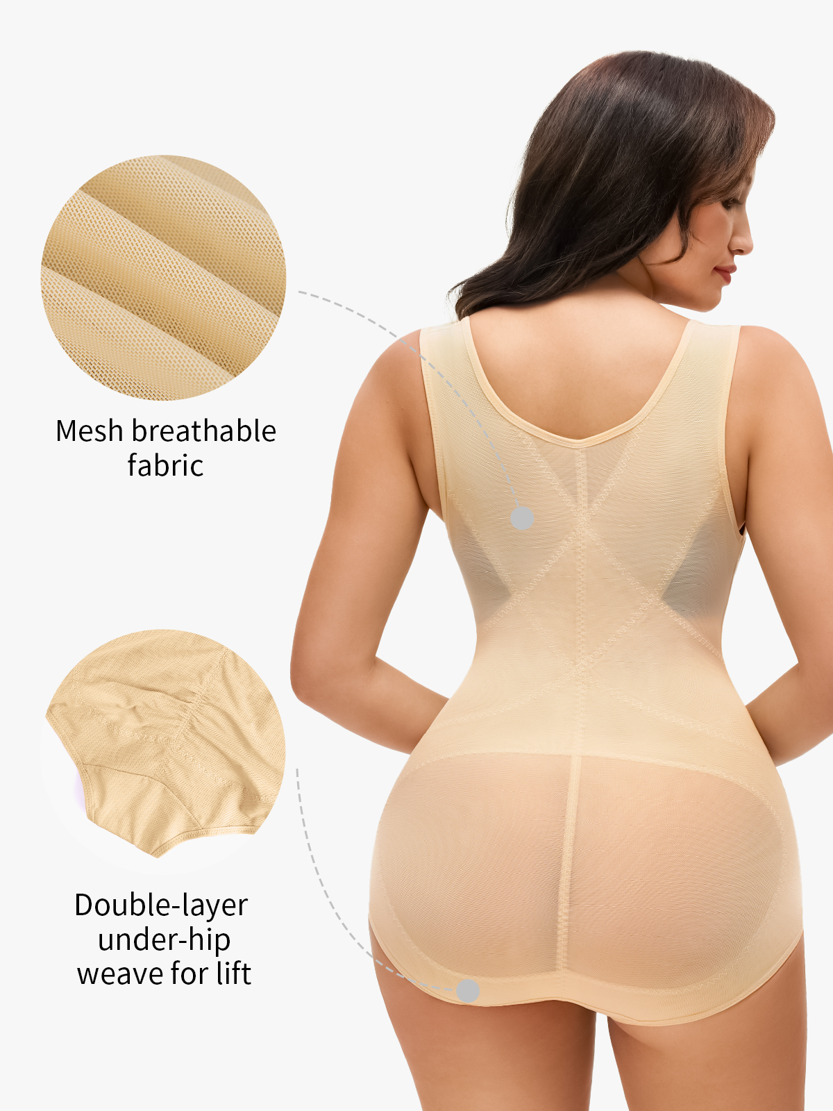 Women Mesh Open Bust Full Body Shapewear