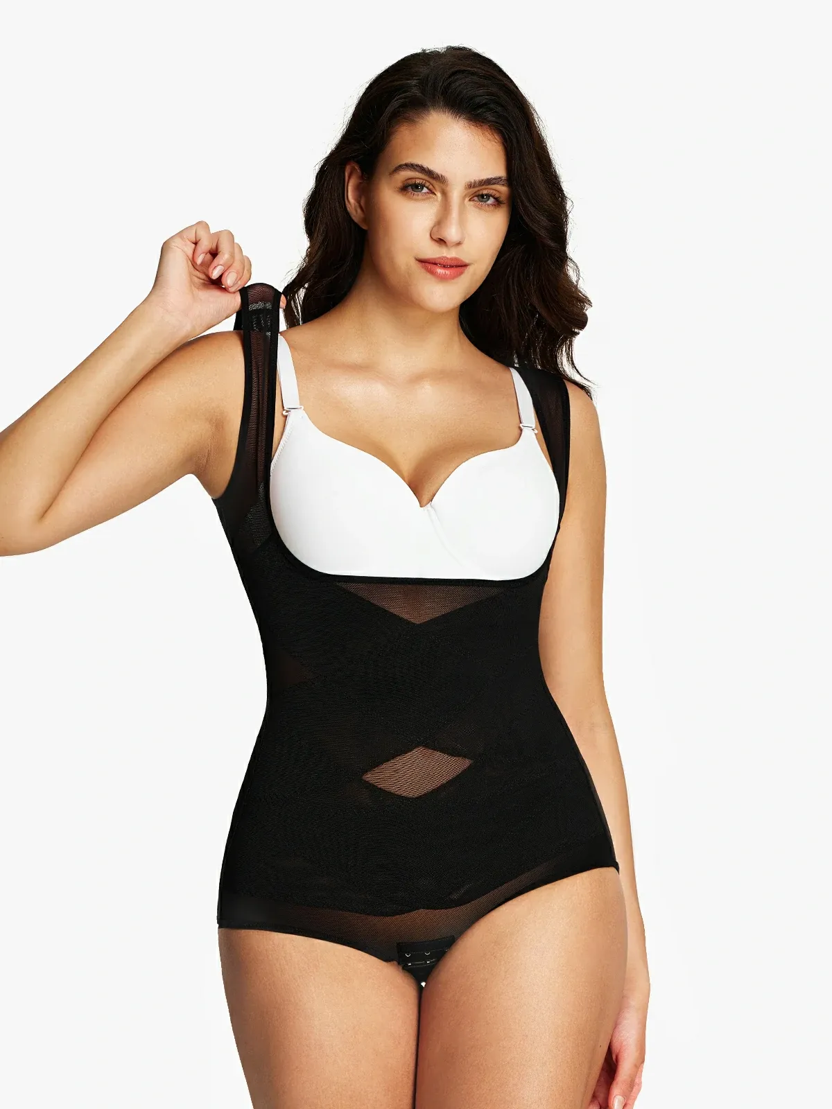 Mesh Open Bust Full Body Shapewear for Women