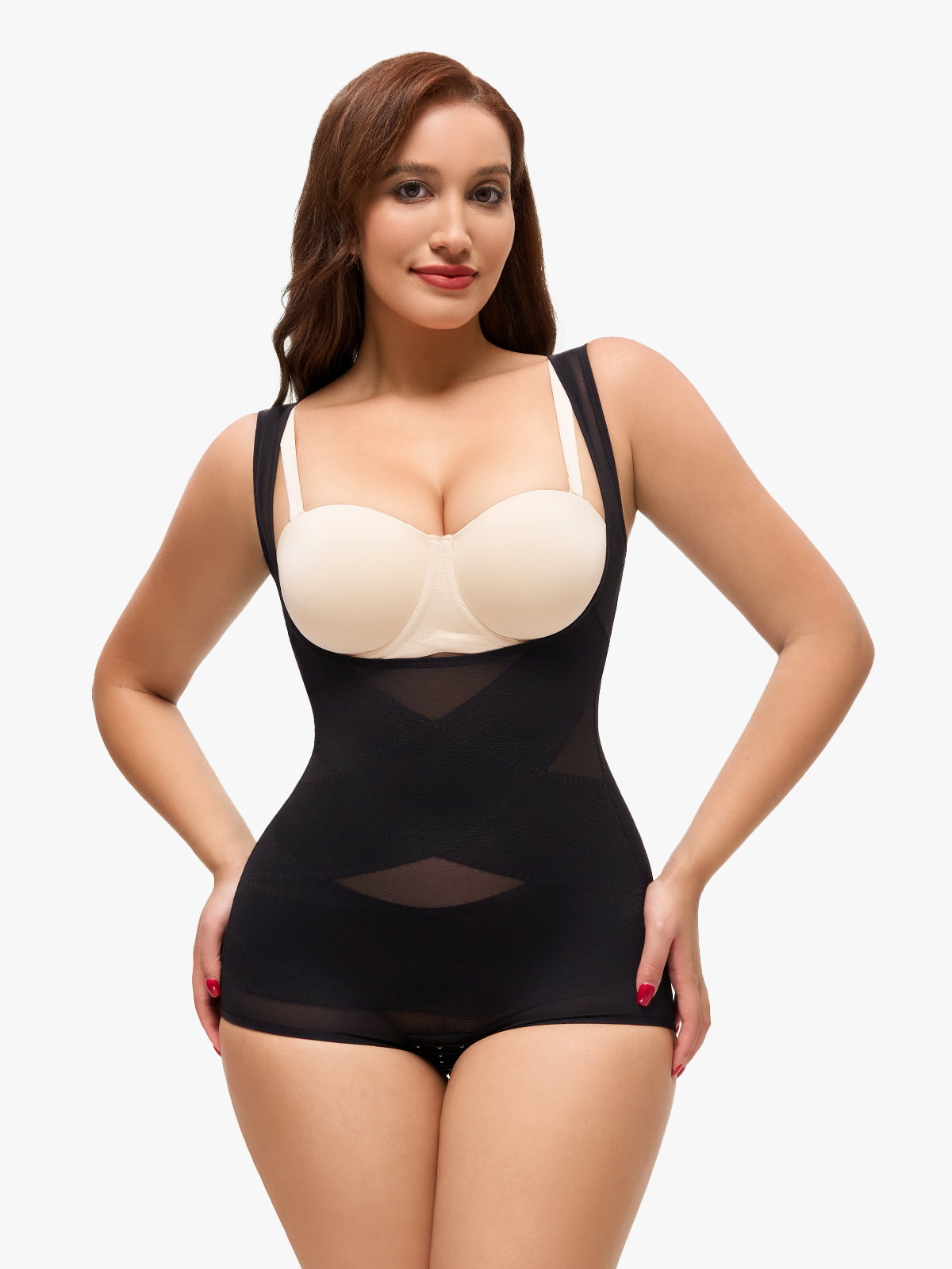 Mesh Open Bust Full Body Shapewear for Women