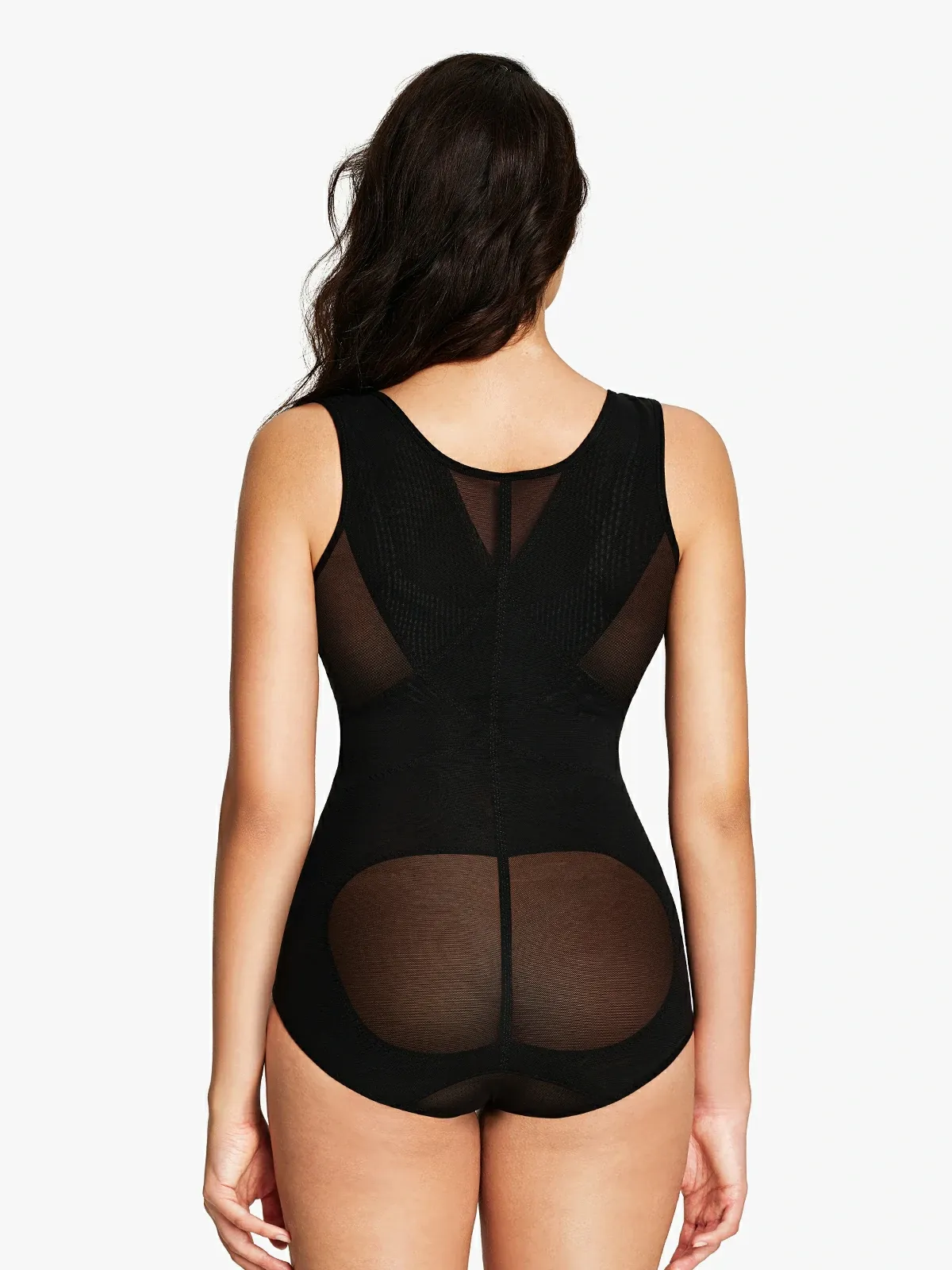 Mesh Open Bust Tummy Control Brief Bodysuit