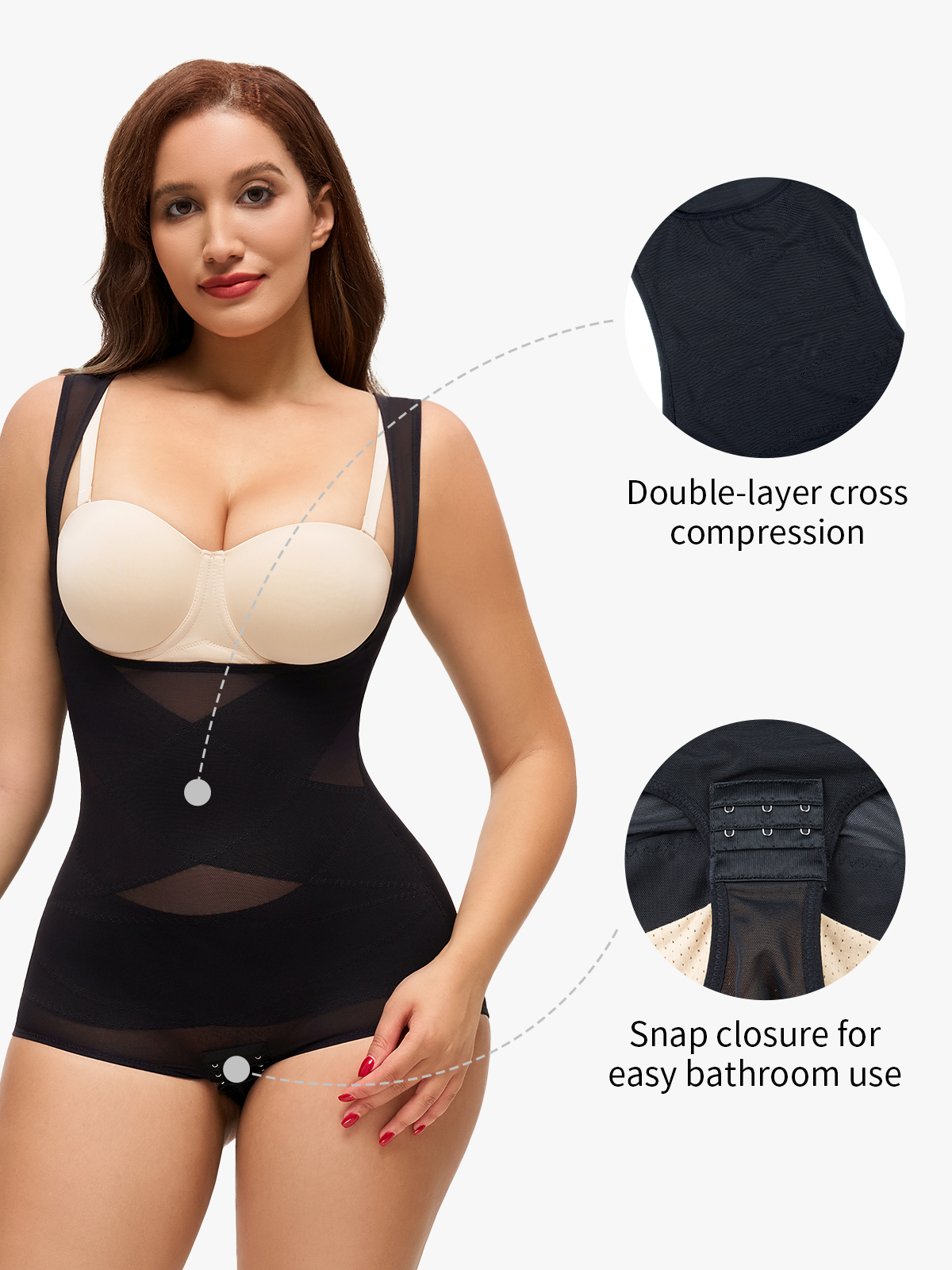 Women Mesh Open Bust Full Body Shapewear