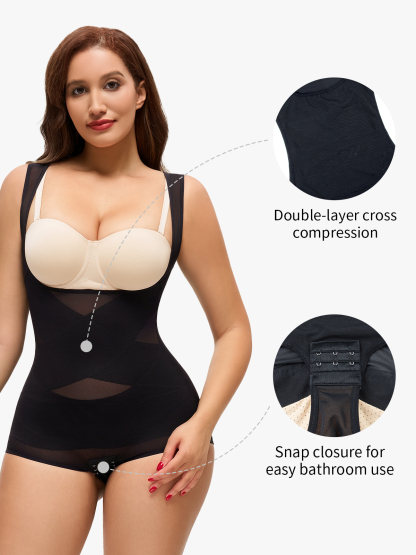 Women Mesh Open Bust Full Body Shapewear