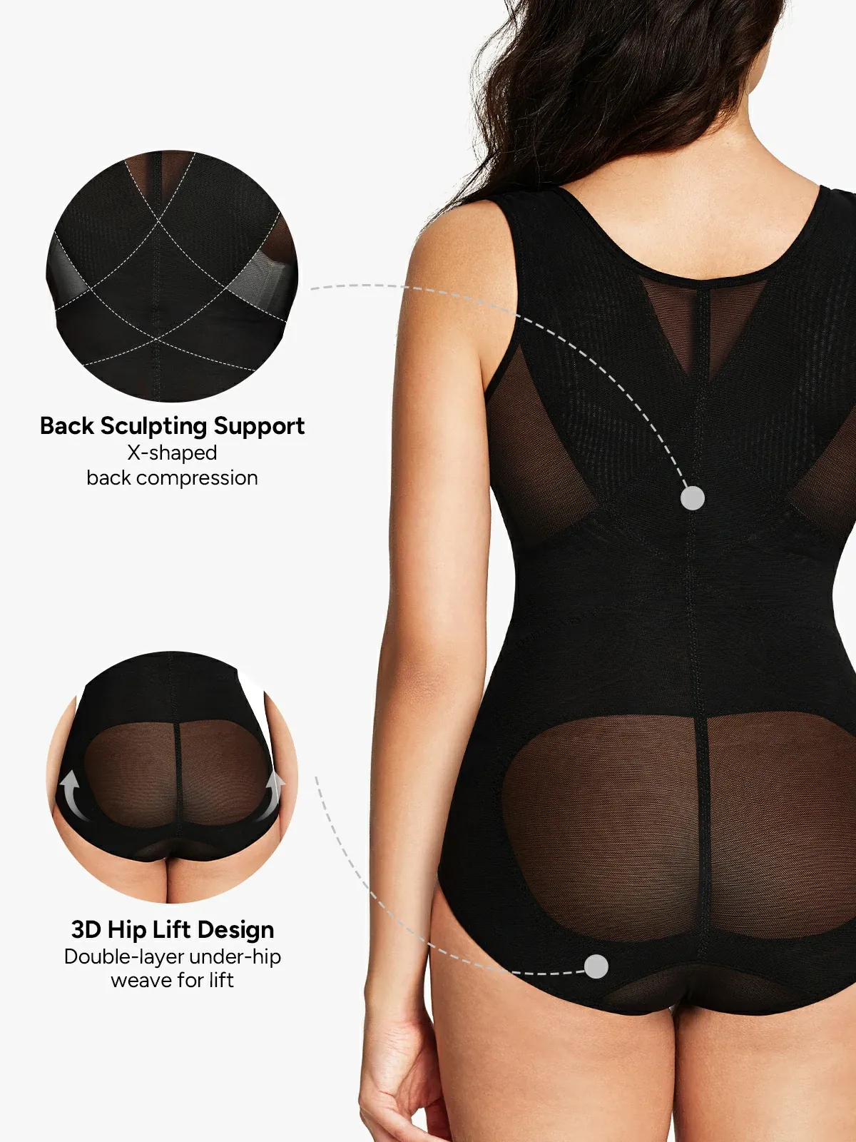 Mesh Open Bust Tummy Control Brief Bodysuit