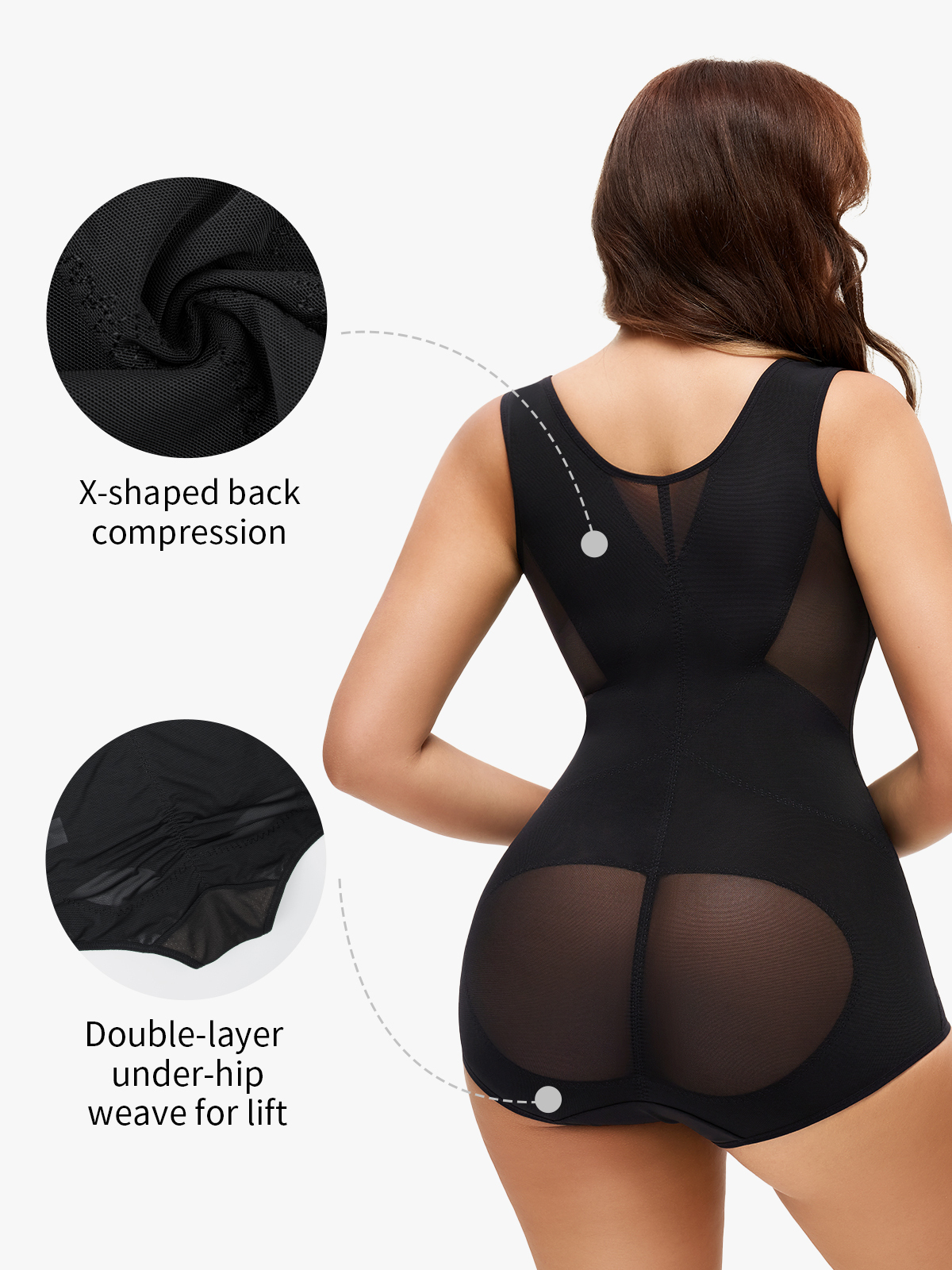 Women Mesh Open Bust Full Body Shapewear