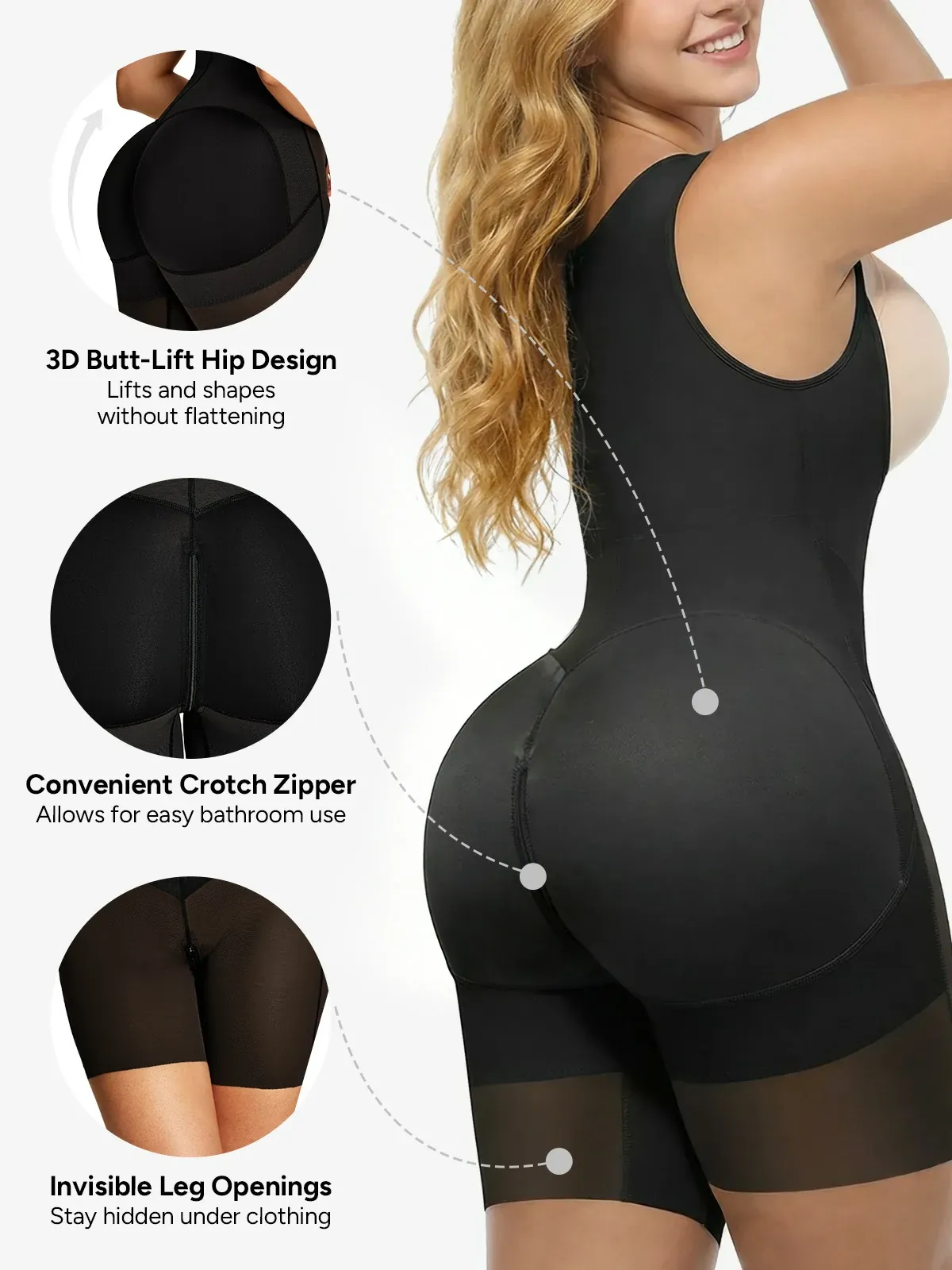 Open Bust Tummy Control Mid-Thigh Bodysuit BOGO