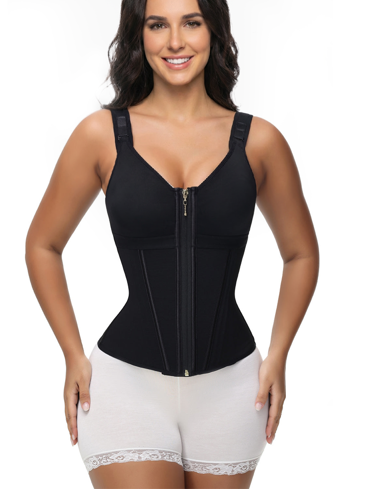 Zipper Steel Bone Tummy Control Top