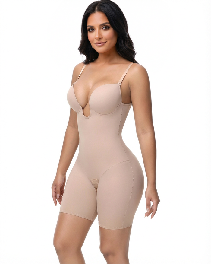 Plunge Backless Cami Mid-Thigh Bodysuit