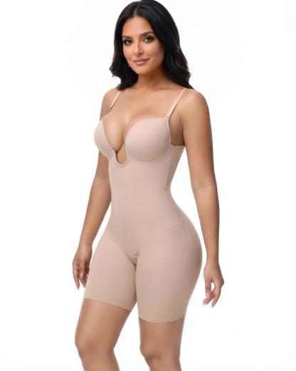 Plunge Backless Cami Mid-Thigh Bodysuit