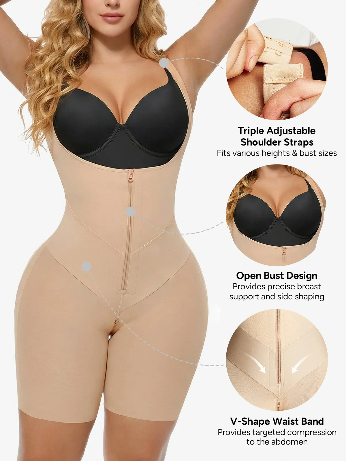 Open Bust Tummy Control Mid-Thigh Bodysuit BOGO