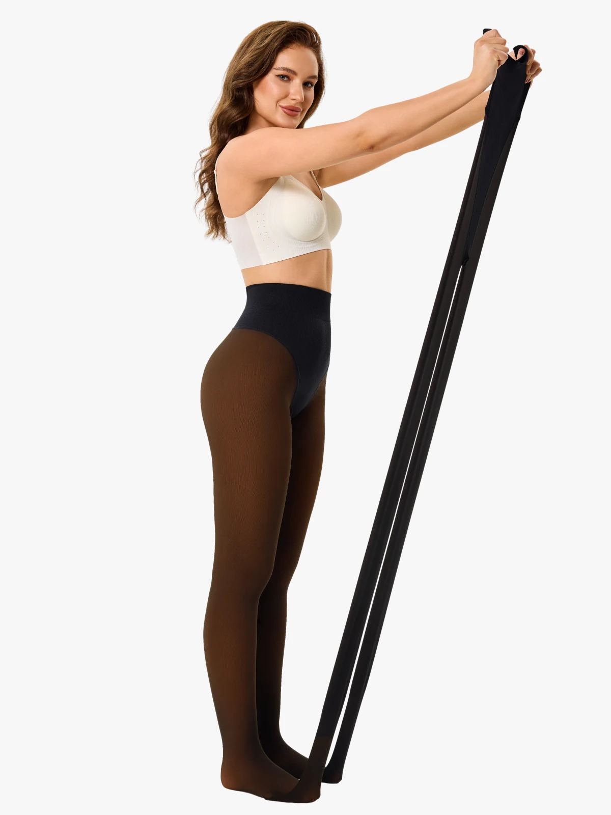 High Waisted Fleece Lined Thermal Compression Tight Tummy Control Leggings For Women