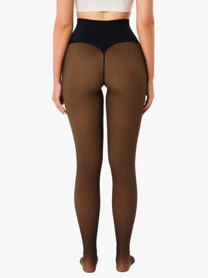 High Waisted Fleece Lined Thermal Compression Tight Tummy Control Leggings For Women