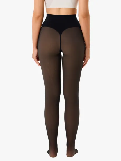 High Waisted Fleece Lined Thermal Compression Tight Tummy Control Leggings For Women