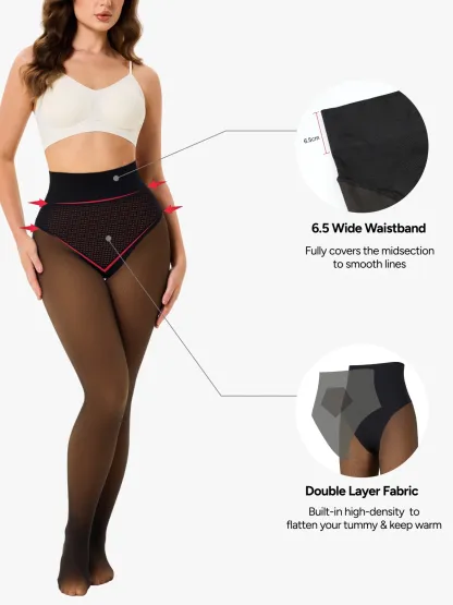 High Waisted Fleece Lined Thermal Compression Tight Tummy Control Leggings For Women
