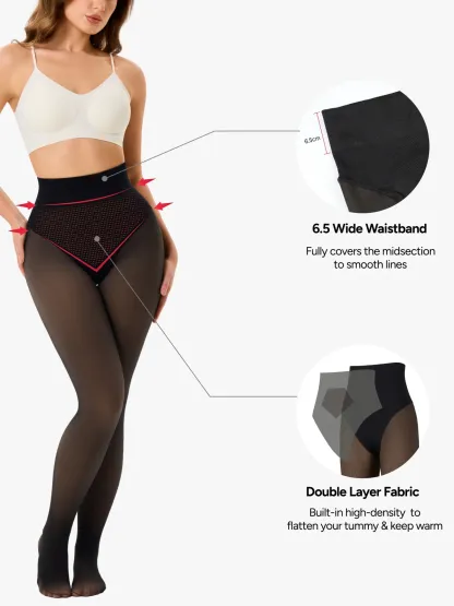 High Waisted Fleece Lined Thermal Compression Tight Tummy Control Leggings For Women