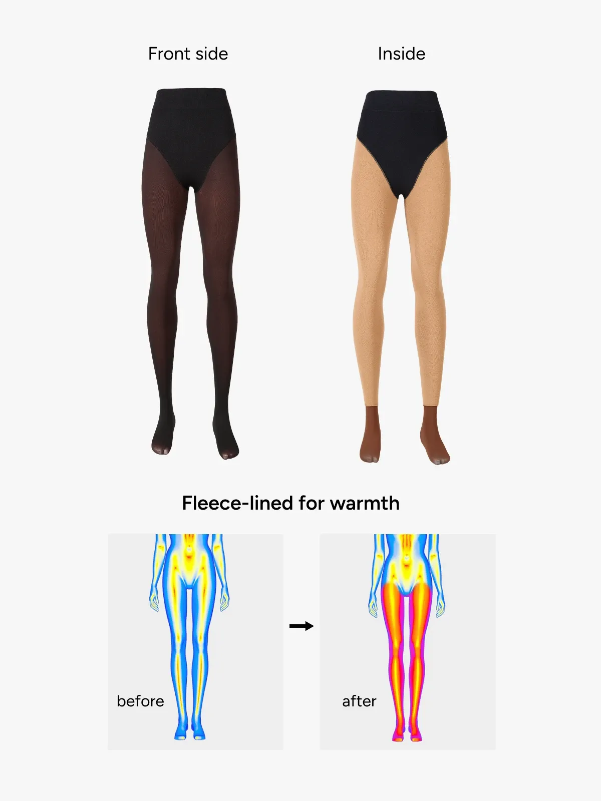 High Waisted Fleece Lined Thermal Compression Tight Tummy Control Leggings For Women