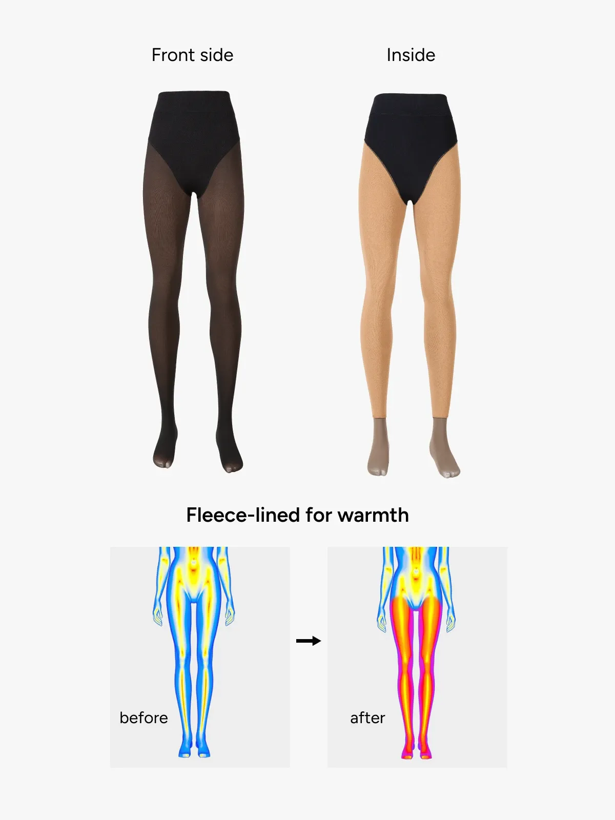 High Waisted Fleece Lined Thermal Compression Tight Tummy Control Leggings For Women