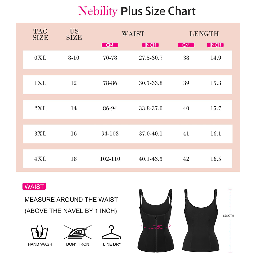 Nebility Plus Size Waist Trainer Corset Vest