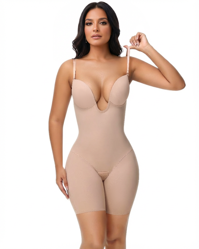 Plunge Backless Cami Mid-Thigh Bodysuit