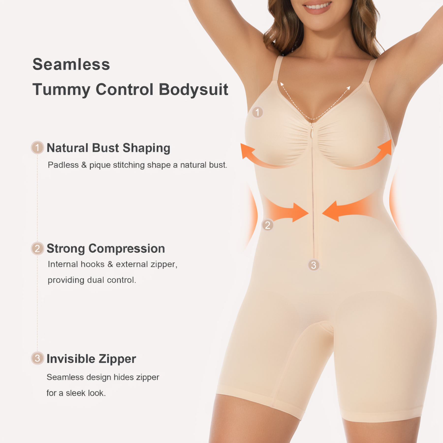 Seamless Zip-up Cami Mid-Thigh Bodysuit