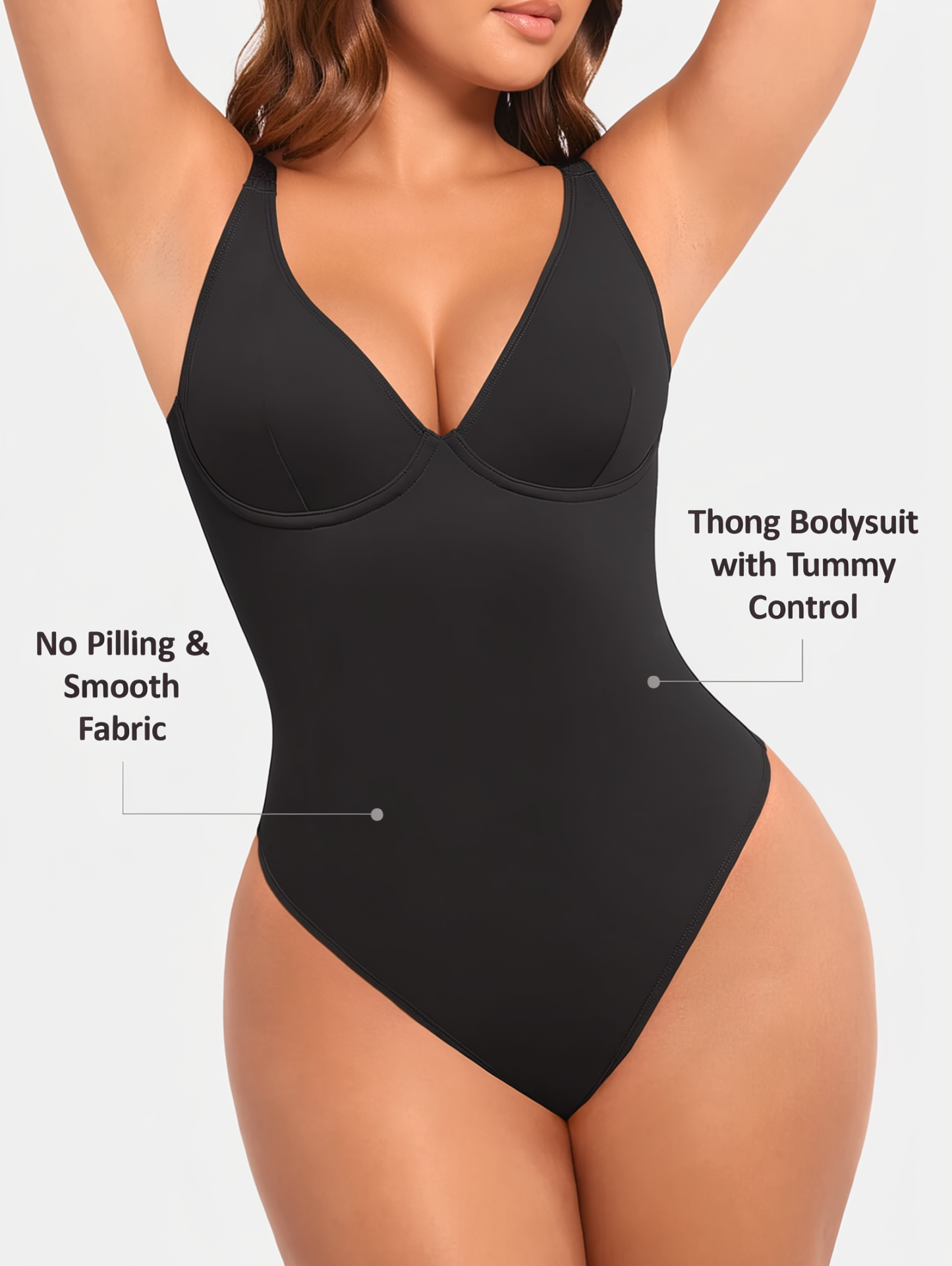 Deep Plunge Underwire Backless Thong Bodysuit