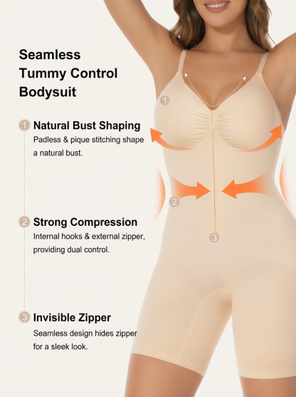 Seamless Zip-up Cami Mid-Thigh Bodysuit